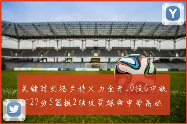 关键时刻格兰特火力全开10投6中砍下27分5篮板2助攻罚球命中率高达857